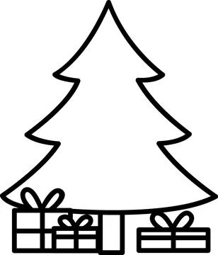 Classic Christmas tree with gift boxes icon Иллюстрация