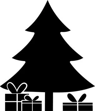 Classic Christmas tree icon with gift boxes Stock Illustration