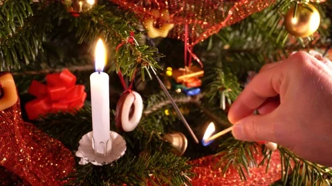 Classic Christmas Tree - Lighting Sparkler Stock Footage 126329612