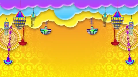 Classic circle pattern and colourful decoration animation for Diwali holiday Stock Footage 289013574