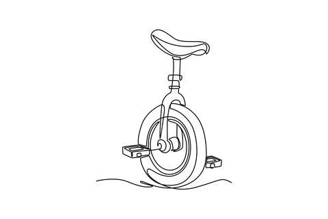 Classic circus unicycle. Single rolling tire wheel, central metal fork pillar Stock-Illustration