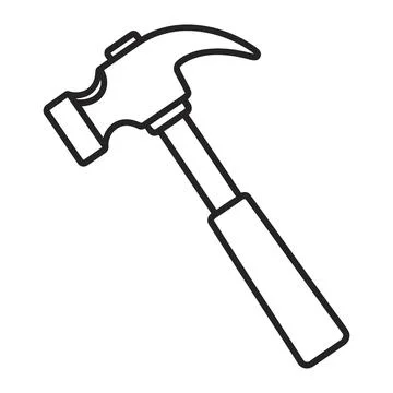 Classic claw hammer hand tool construction repair outline icon Stock Illustration