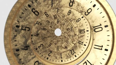 Classic Clock Time Golden . Spiral Clock Zoom Motion. Moving time spiral . Video stock 200926412