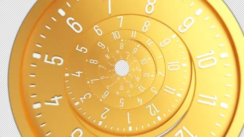 Classic Clock Time Golden . Spiral Clock Zoom Motion. Moving time spiral  Video stock 201669558