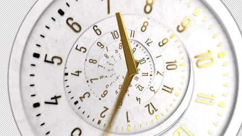 Classic Clock time. Spiral Clock Zoom Motion. Moving time spiral .Time Abstract. 動画素材 200801327