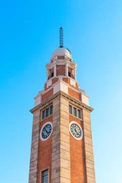 Classic clock tower with clear sky in Tsim Sha Tsui, Kowloon, Hong Kong Photos
