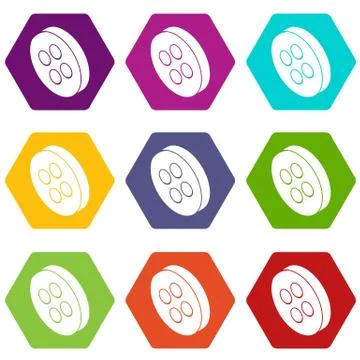 Classic clothes button icons set 9 vector 스톡 일러스트