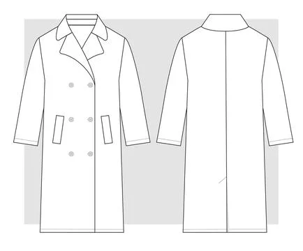 Classic coat technical sketch. Vector illustration. 스톡 일러스트