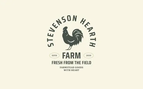 Classic cockerel agriculture logo vector helps local organic food markets est Stock Illustration