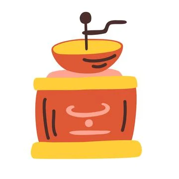 Classic coffee grinder cartoon vector illustration isolated on white backgrou Stock Illustration