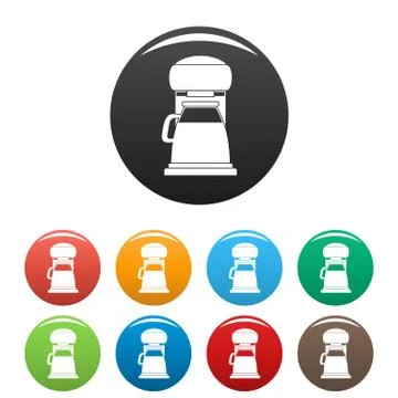 Classic coffee machine icons set color Illustrazione stock