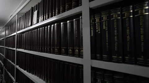 Classic collection of books on the library HD footage Video stock 120694375
