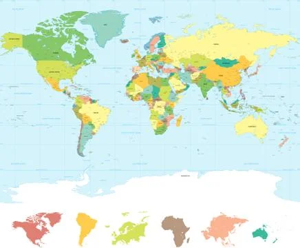 Classic colors World Map Stock Illustration