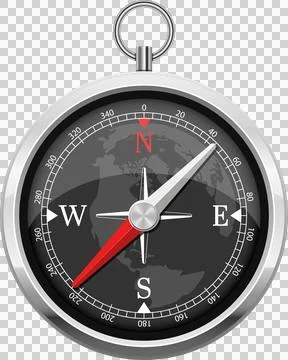 Classic compass: A navigational tool with a needle indicating direction. Es.. Stock Illustration