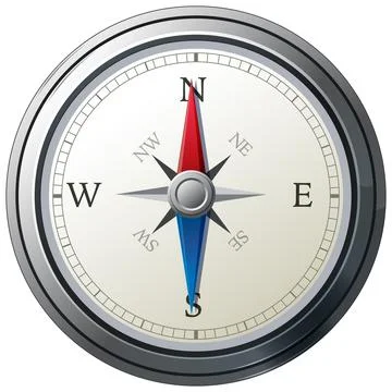 Classic Compass Vector Illustration with Metallic Finish Stock Illustration