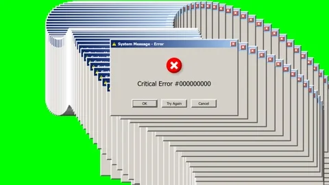 Classic Computer Critical Error Message on Green Screen. Stock Footage 332948906