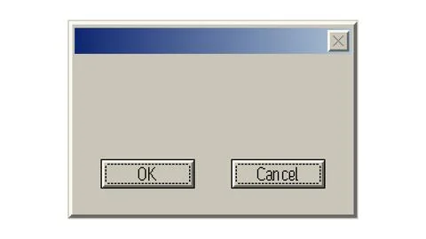 Classic computer user interface element with OK and Cancel buttons. Vintage 90s Stock Illustration