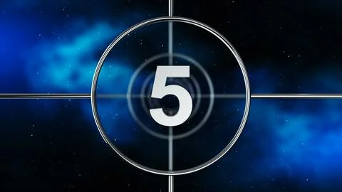 A classic countdown frame at the number five Ilustración de archivo