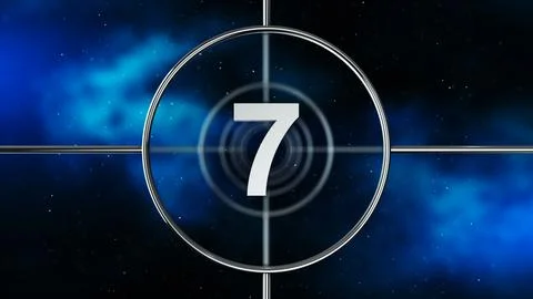 A classic countdown frame at the number seven 库存插图