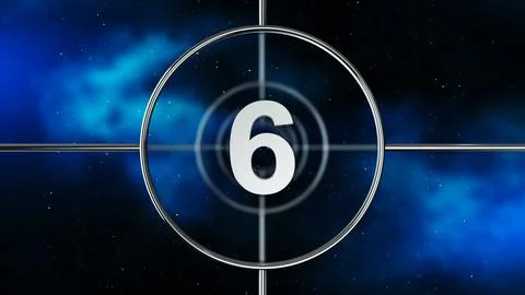 A classic countdown frame at the number six 库存插图