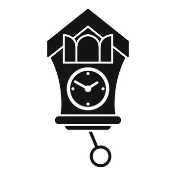 Classic cuckoo clock striking time with pendulum swinging Stock Illustration