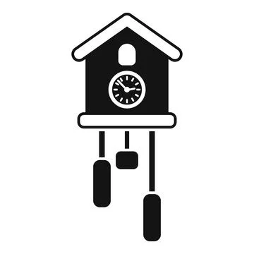 Classic cuckoo clock striking time with pendulum swinging Stock Illustration