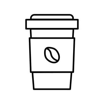 Classic Cup of Coffe Drink. Flat Icon in Outline Design. Black Stroke. Pictog Stock Illustration