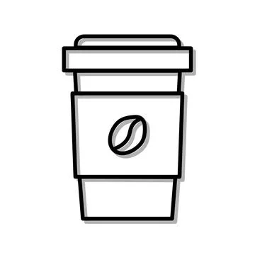 Classic Cup of Coffe Drink. Flat Icon in Outline Design. Black Stroke. Pictog Stock Illustration