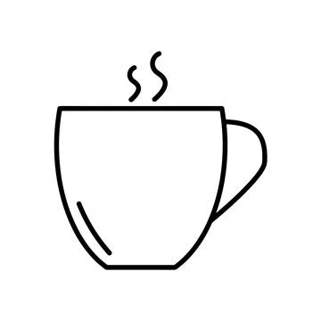 Classic Cup of Tea or Coffe Drink. Flat Icon in Outline Design. Black Stroke. Stock Illustration