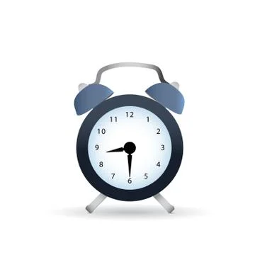 Classic dark alarm clock over white background Stock Illustration