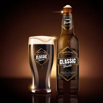 Classic dark beer package design 스톡 일러스트