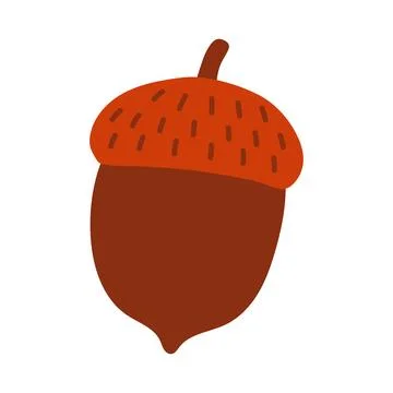 Classic dark brown acorn vector illustration with speckled cap. Isolated autumn Stock Illustration