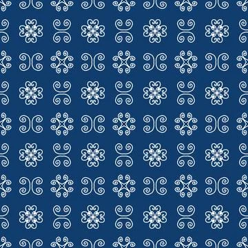 A classic decorative style Seamless geometric floral pattern in deep blue Illustrazione stock