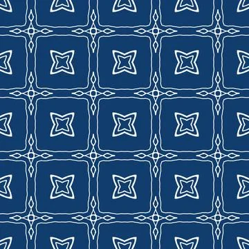 A classic decorative style Seamless geometric floral pattern in deep blue Illustrazione stock