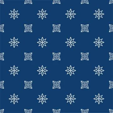 A classic decorative style Seamless geometric floral pattern in deep blue Illustrazione stock