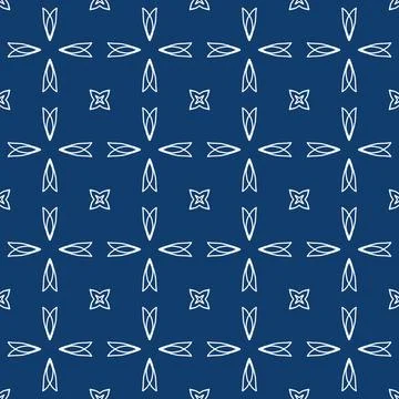 A classic decorative style Seamless geometric floral pattern in deep blue Illustrazione stock