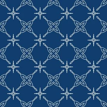A classic decorative style Seamless geometric floral pattern in deep blue Illustrazione stock
