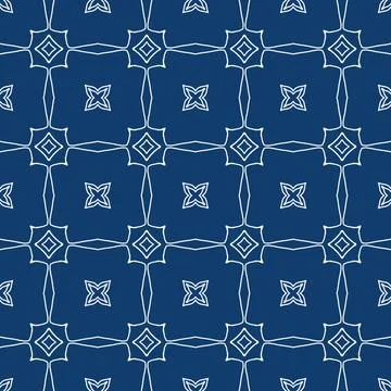 A classic decorative style Seamless geometric floral pattern in deep blue Illustrazione stock