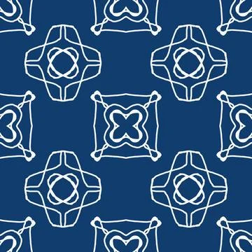 A classic decorative style Seamless geometric floral pattern in deep blue Illustrazione stock