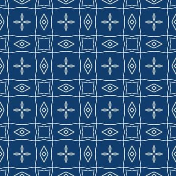 A classic decorative style Seamless geometric floral pattern in deep blue Illustrazione stock