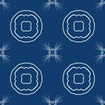 A classic decorative style Seamless geometric floral pattern in deep blue Illustrazione stock