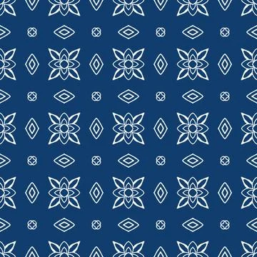 A classic decorative style Seamless geometric floral pattern in deep blue Illustrazione stock
