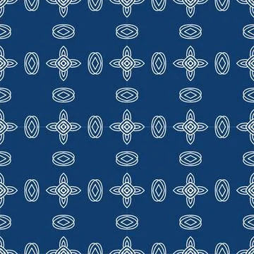 A classic decorative style Seamless geometric floral pattern in deep blue Illustrazione stock