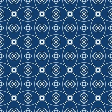 A classic decorative style Seamless geometric floral pattern in deep blue Illustrazione stock