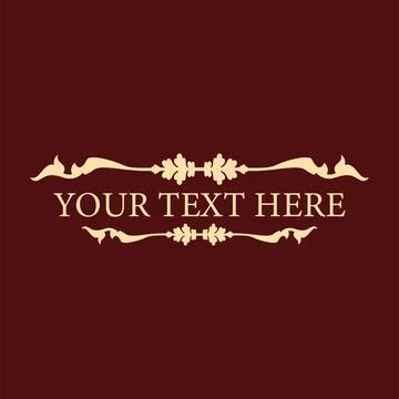 Classic decorative text or title frame isolated on brown color background. .. Ilustração Stock