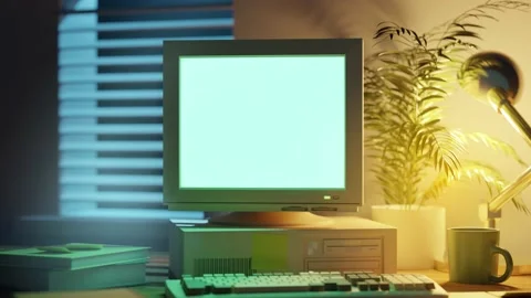 Classic Desktop PC Computer And Monitor Flickering On Stockbeeldmateriaal 231931913