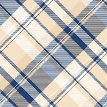 Classic diagonal plaid seamless pattern in navy blue, beige, and white. Elega 库存插图