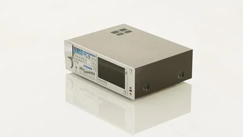 Classic Digital Music Player Interface Retro MP3 Screen 3D Render Stock Illustration