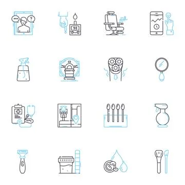 Classic dignity linear icons set. Elegance, Grace, Refinement, Honor, Grandeur Stock Illustration