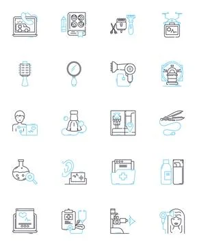 Classic dignity linear icons set. Elegance, Grace, Refinement, Honor, Grandeur Stock Illustration
